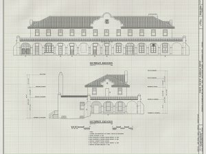 Kelso Union Pacific Railroad Depot Drawing – California Railroad Poster, Historic Building, Railroad Poster, Railroad Station Blueprint