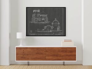 Mission San Jose De Tumacacori Section Drawing – Arizona Mission Poster, Old Mission Blueprint, Religious Décor, Historic Mission