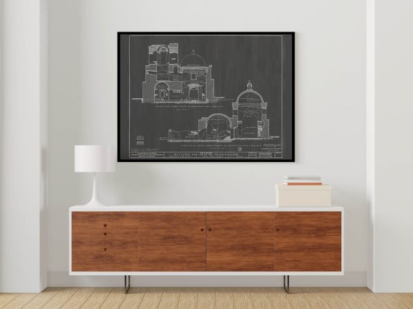 Mission San Jose De Tumacacori Section Drawing - Arizona Mission Poster, Old Mission Blueprint, Religious Décor, Historic Mission