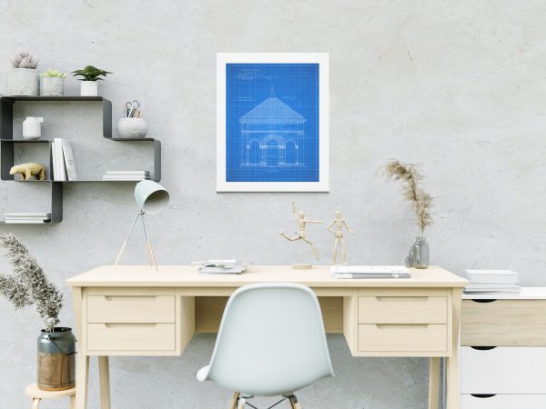 George Washington Birthplace Memorial Blueprint - President Birthplace, Virginia Architecture, President Art, Home Décor, Blueprint Décor