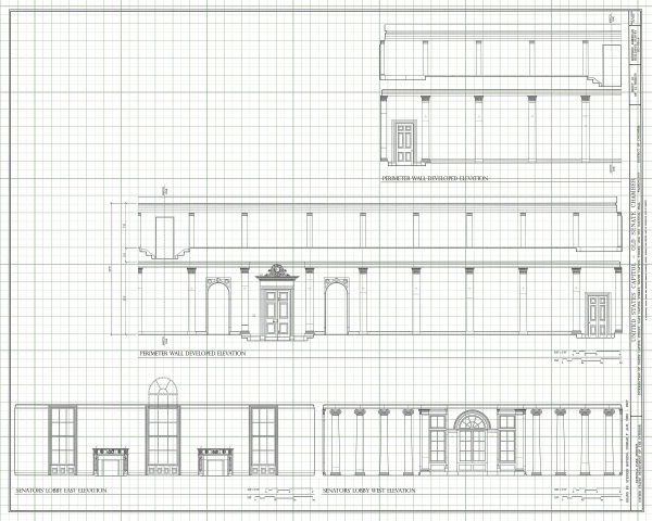 US Capitol Old Senate Chamber Blueprint Drawing - Capitol Building Blueprint, US Senate Drawing, Home Décor, Wall Décor, Blueprint Decor