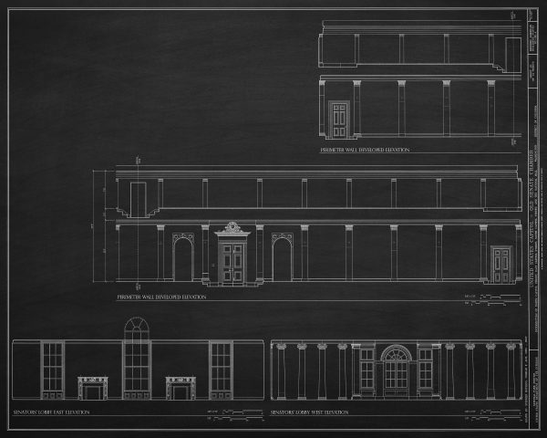 US Capitol Old Senate Chamber Blueprint Drawing - Capitol Building Blueprint, US Senate Drawing, Home Décor, Wall Décor, Blueprint Decor