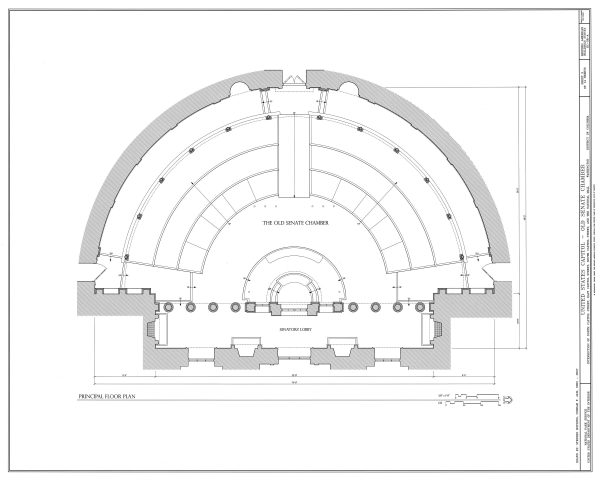 Old US Senate Chamber Floor Plan Blueprint Drawing - Capitol Building Blueprint, US Senate Drawing, Home Décor, Wall Décor, Blueprint Decor