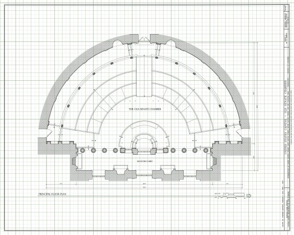 Old US Senate Chamber Floor Plan Blueprint Drawing - Capitol Building Blueprint, US Senate Drawing, Home Décor, Wall Décor, Blueprint Decor