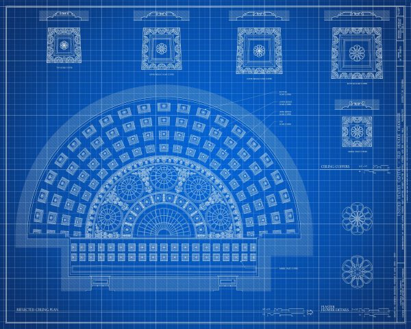 Old Senate Chamber Reflected Ceiling Plan Drawing - Capitol Building Blueprint, US Senate Drawing, Home Décor, Wall Décor, Blueprint Decor