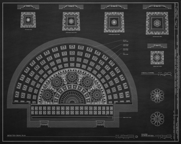 Old Senate Chamber Reflected Ceiling Plan Drawing - Capitol Building Blueprint, US Senate Drawing, Home Décor, Wall Décor, Blueprint Decor