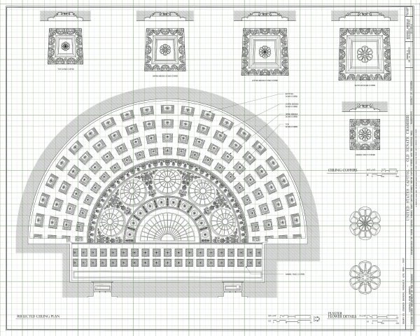 Old Senate Chamber Reflected Ceiling Plan Drawing - Capitol Building Blueprint, US Senate Drawing, Home Décor, Wall Décor, Blueprint Decor