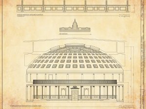 Old US Senate Chamber Elevation Blueprint Drawing – Capitol Building Blueprint, US Senate Drawing, Home Décor, Wall Décor, Blueprint Decor