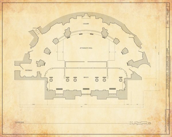 Old US Supreme Court Chamber Floor Plan Drawing - Capitol Building Blueprint, Supreme Court, Lawyer Gift, Law Firm Wall Décor Blueprint