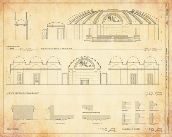 Old US Supreme Court Elevation Drawing - Supreme Court Blueprint, Capitol Building, Supreme Court, Lawyer Gift, Law Firm Wall Décor Print