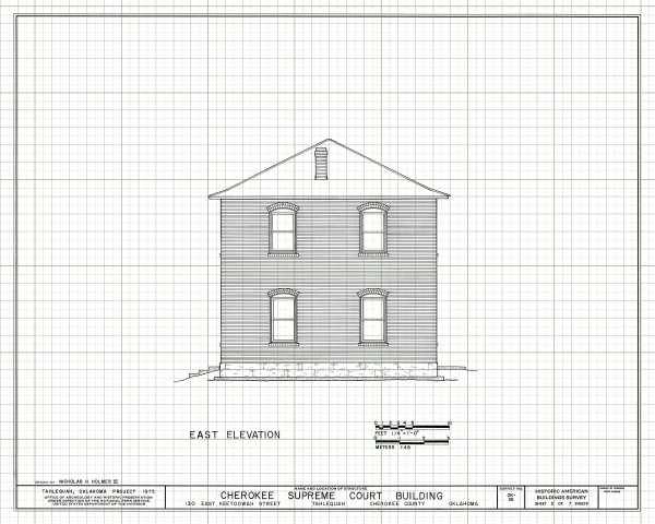 Cherokee Supreme Court Building Elevation Drawing - Supreme Court Blueprint, Oklahoma Court Drawing, Law Firm Decor, Blueprint Decor