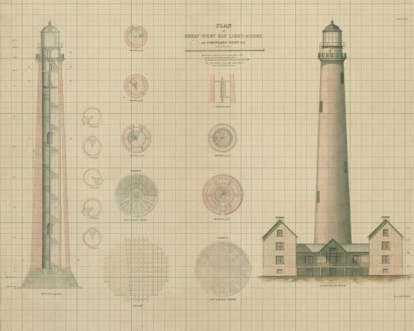 Shinnecock Light Lighthouse Blueprint - Ponquogue Point Lighthouse, Nautical Poster, Beach House Decor, Long Island Lighthouse Poster Print