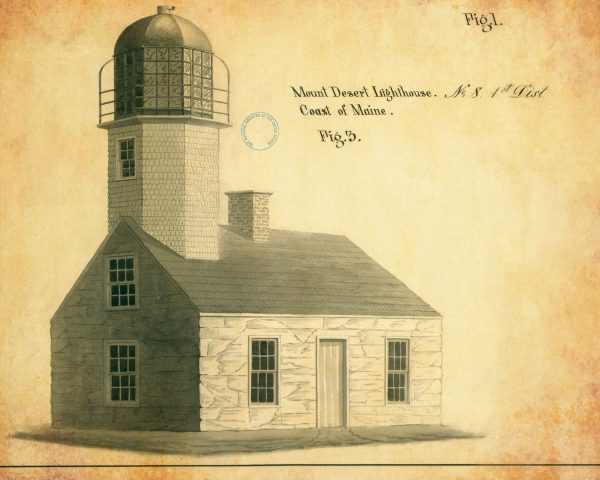 Mount Desert Lighthouse Blueprint - Lighthouse Drawing, Nautical Poster, Beach House Décor, Maine Lighthouse Poster Print, Maritime Poster