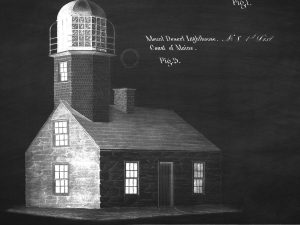 Mount Desert Lighthouse Blueprint – Lighthouse Drawing, Nautical Poster, Beach House Décor, Maine Lighthouse Poster Print, Maritime Poster