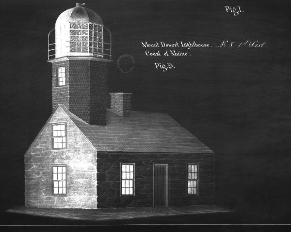 Mount Desert Lighthouse Blueprint - Lighthouse Drawing, Nautical Poster, Beach House Décor, Maine Lighthouse Poster Print, Maritime Poster