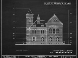 Jefferson Texas Courthouse & Post Office Elevation Drawing – Courthouse Poster Print, Courthouse Drawing, Law Firm Decor, Office Décor