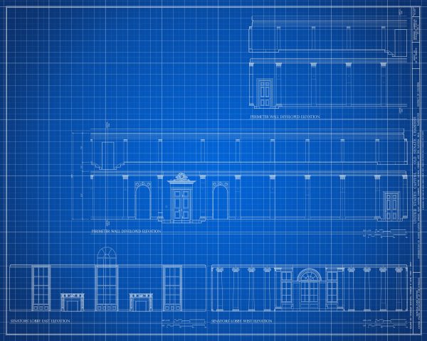 US Capitol Old Senate Chamber Blueprint Drawing - Capitol Building Blueprint, US Senate Drawing, Home Décor, Wall Décor, Blueprint Decor