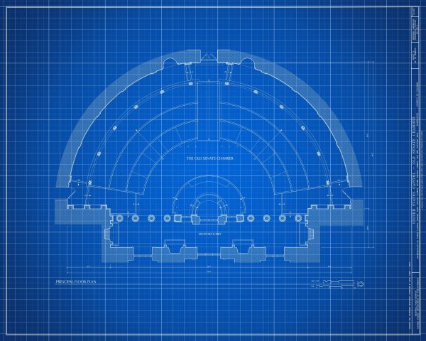 Old US Senate Chamber Floor Plan Blueprint Drawing - Capitol Building Blueprint, US Senate Drawing, Home Décor, Wall Décor, Blueprint Decor