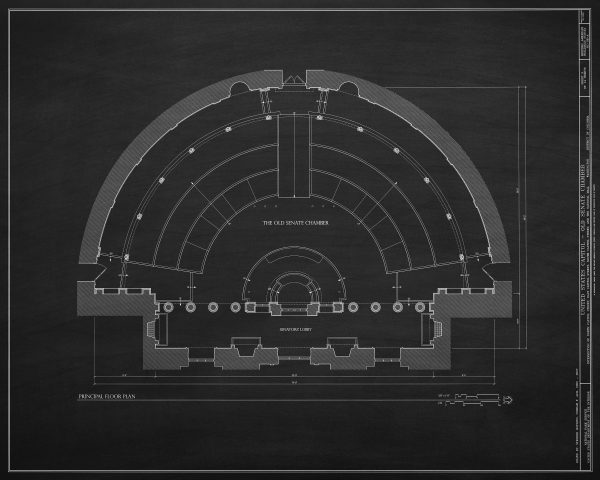 Old US Senate Chamber Floor Plan Blueprint Drawing - Capitol Building Blueprint, US Senate Drawing, Home Décor, Wall Décor, Blueprint Decor