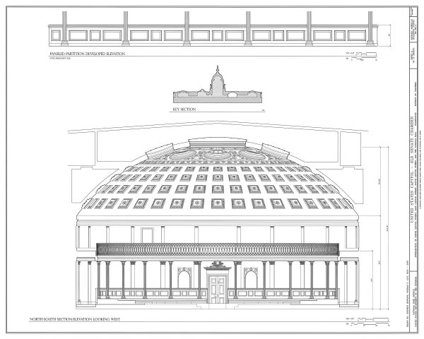 Old US Senate Chamber Elevation Blueprint Drawing - Capitol Building Blueprint, US Senate Drawing, Home Décor, Wall Décor, Blueprint Decor