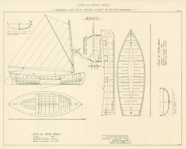 Lincoln Rock Light Station Boats Blueprint - Lighthouse Print, Maritime Poster, Beach House Decor, Lighthouse Poster, Alaska Lighthouse